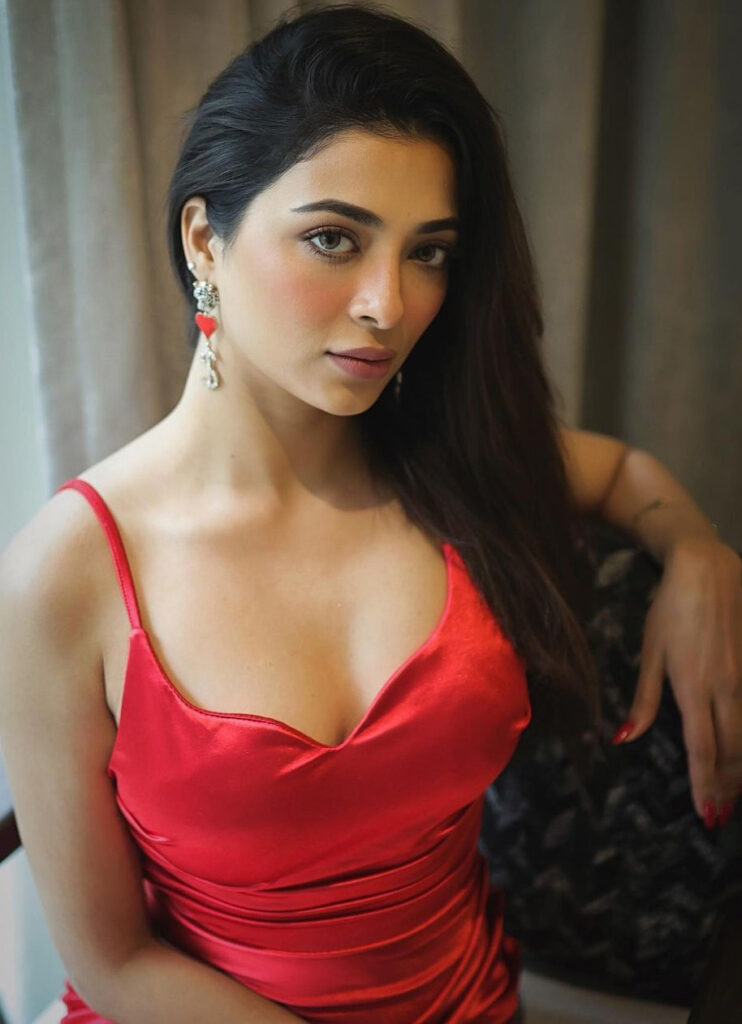 Gorgeous Indian Actress Afreen Alvi red dress
